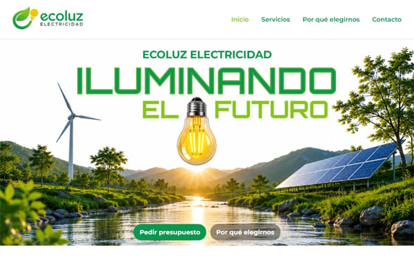 Interfaz de diseño web para servicios de electricidad en Murcia