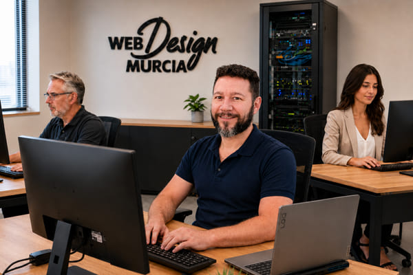 Fotografía del equipo de Web Design Murcia en su oficina