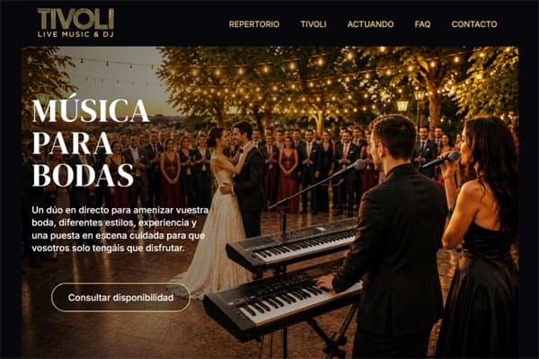 Interfaz de diseño web para dúo musical en Murcia